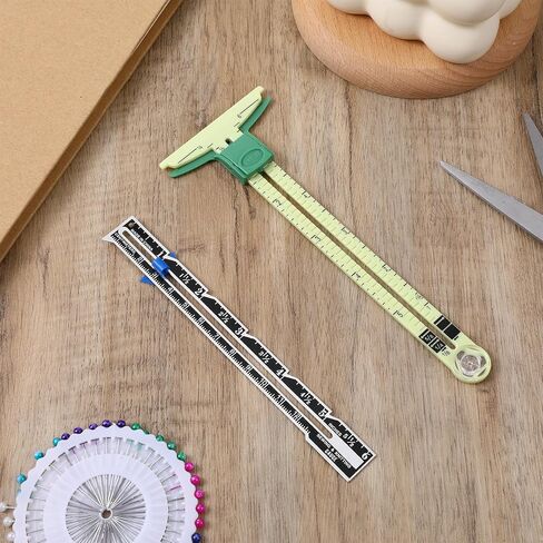 2 Pcs Seam Gauge for Sewing 5-in-1 T-Shaped Sliding Gauge Ruler Seam Gauge Fabric Quilting Ruler Sewing Gauge with Sliding Marker Measuring Tool Set for Knitting Crafting Sewing Beginner Supplies in Saudi Arabia
