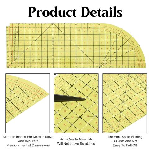 Curved Hot Ironing Ruler for Sewing, 12 x 4 Inch Quilting Ruler, Hot Hem Rulers for Electric Iron Home Work, Measuring Fabric Handmade Tool in Saudi Arabia