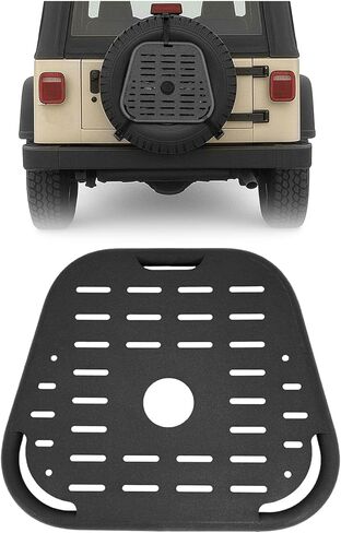 لوحة مولي للإطارات الاحتياطية متوافقة مع 1987-2018 Jeep Wrangler YJ TJ JK & 2021-2025 Ford Bronco 2/4 أبواب سوداء لوحة رف تخزين فولاذية مطلية بمسحوق + مزخرفة in Kuwait