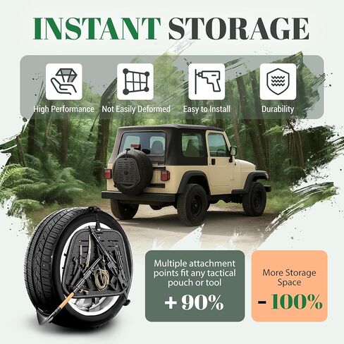 لوحة مولي للإطارات الاحتياطية متوافقة مع 1987-2018 Jeep Wrangler YJ TJ JK & 2021-2025 Ford Bronco 2/4 أبواب سوداء لوحة رف تخزين فولاذية مطلية بمسحوق + مزخرفة in Kuwait