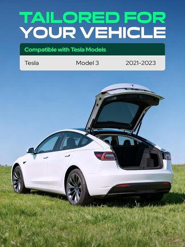 YHTAUTO Trunk Mat Cargo Liner متوافق مع Tesla Model 3 2021 2022 2023، سجادات تخزين خلفية لحصيرة صندوق السيارة TPE لجميع الأحوال الجوية، ملحقات موديل 3، أسود، مجموعة من 3 in Kuwait