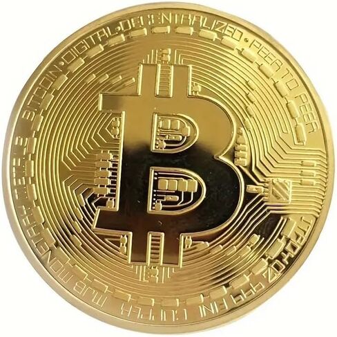 1PC Exclusive Gold Plated Bitcoin Collectible Coin - Iron, Commemorative Design, Great for Enthusiasts and Collectors, Gold in Saudi Arabia