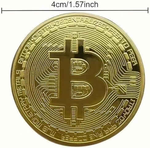 1PC Exclusive Gold Plated Bitcoin Collectible Coin - Iron, Commemorative Design, Great for Enthusiasts and Collectors, Gold in Saudi Arabia