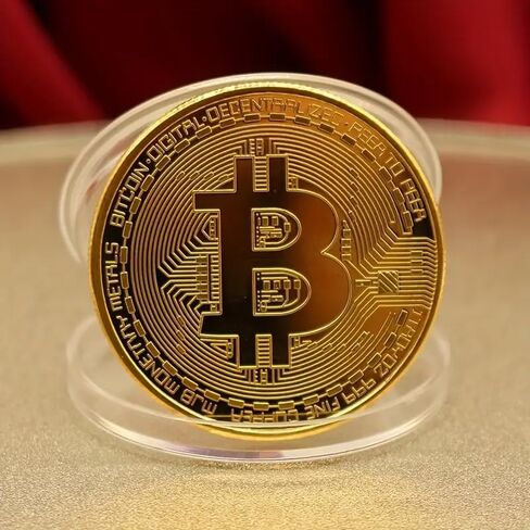 1PC Exclusive Gold Plated Bitcoin Collectible Coin - Iron, Commemorative Design, Great for Enthusiasts and Collectors, Gold in Saudi Arabia