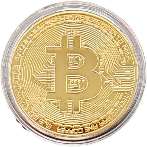 1PC Exclusive Gold Plated Bitcoin Collectible Coin - Iron, Commemorative Design, Great for Enthusiasts and Collectors, Gold in Saudi Arabia