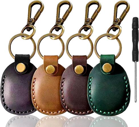 4 Pack Genuine Leather Holder Keychain for Apple Airtag Handmade Case in Kuwait