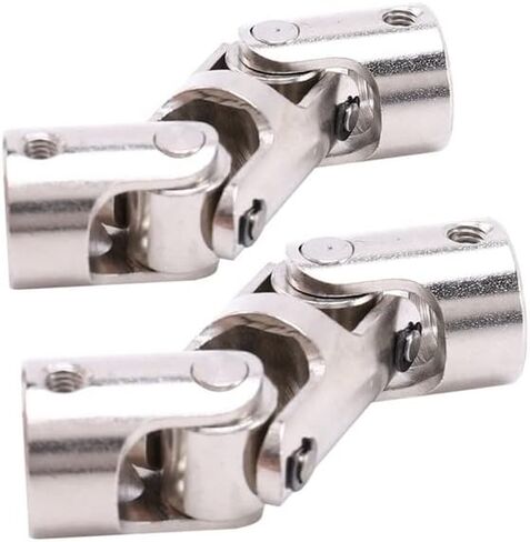 2Set Rc Double Universal Joint Cardan Joint Gimbal Couplings with Screw,10X10mm & 8X8mm| | - - (Color: Silver) in Saudi Arabia