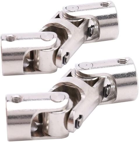 2Set Rc Double Universal Joint Cardan Joint Gimbal Couplings with Screw,10X10mm & 8X8mm| | - - (Color: Silver) in Saudi Arabia