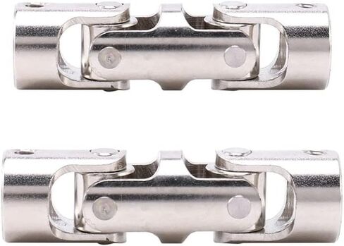 2Set Rc Double Universal Joint Cardan Joint Gimbal Couplings with Screw,10X10mm & 8X8mm| | - - (Color: Silver) in Saudi Arabia