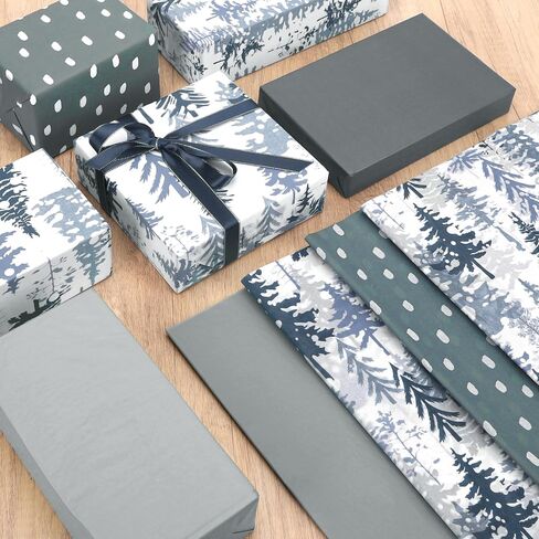 60 Sheets Christmas Tree Tissue Paper, 20''x14'' Watercolor Xmas Tree Gift Wrapping Paper Black Tree Art Decorative Tissue for Xmas Winter Party Supplies (Yellow Green) in Saudi Arabia