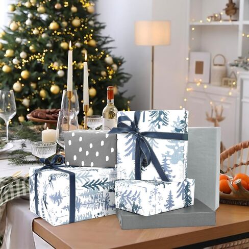 60 Sheets Christmas Tree Tissue Paper, 20''x14'' Watercolor Xmas Tree Gift Wrapping Paper Black Tree Art Decorative Tissue for Xmas Winter Party Supplies (Yellow Green) in Saudi Arabia