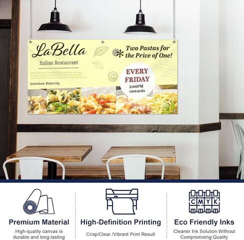 Custom Banner, Personalized Banner Sign for Business, Event, Birthday, Party Decor, Indoor or Outdoor Custom Canvas Banners, Made in USA in Saudi Arabia