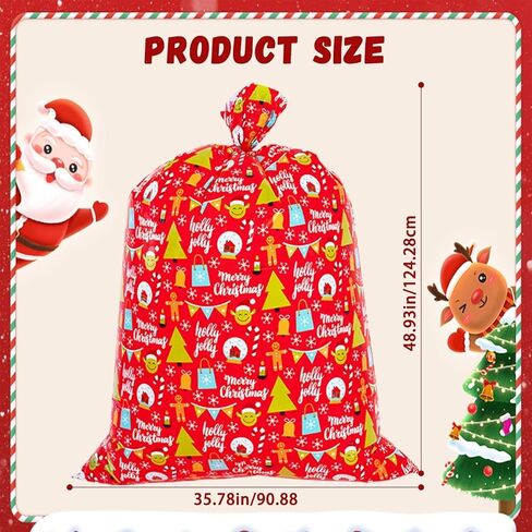 OuMuaMua 6 Pack Large Christmas Gift Bags - Xmas Jumbo Presents Bags 49X35.5 and 36.5X34.5 with Hang Tag Cards for Huge Holiday Decorations Gift Giving in Saudi Arabia