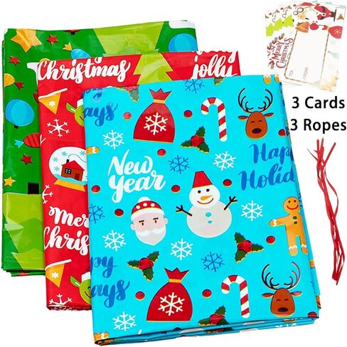 OuMuaMua 6 Pack Large Christmas Gift Bags - Xmas Jumbo Presents Bags 49X35.5 and 36.5X34.5 with Hang Tag Cards for Huge Holiday Decorations Gift Giving in Saudi Arabia