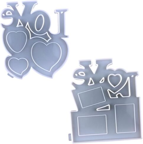 HOMSFOU 2pcs Heart-Shaped Epoxy Mold for Photo Frames Transparent Craft Molds for Mother's Day Decorations and Unique Creation in Saudi Arabia