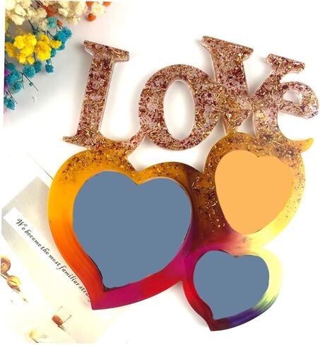 HOMSFOU 2pcs Heart-Shaped Epoxy Mold for Photo Frames Transparent Craft Molds for Mother's Day Decorations and Unique Creation in Saudi Arabia