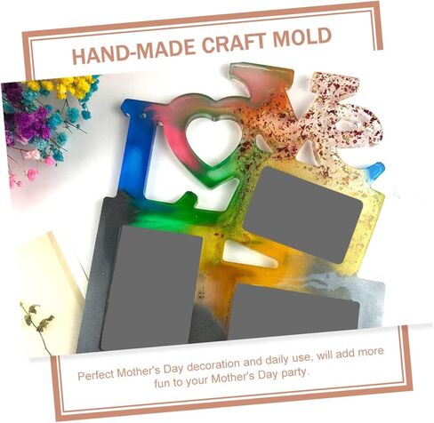 HOMSFOU 2pcs Heart-Shaped Epoxy Mold for Photo Frames Transparent Craft Molds for Mother's Day Decorations and Unique Creation in Saudi Arabia