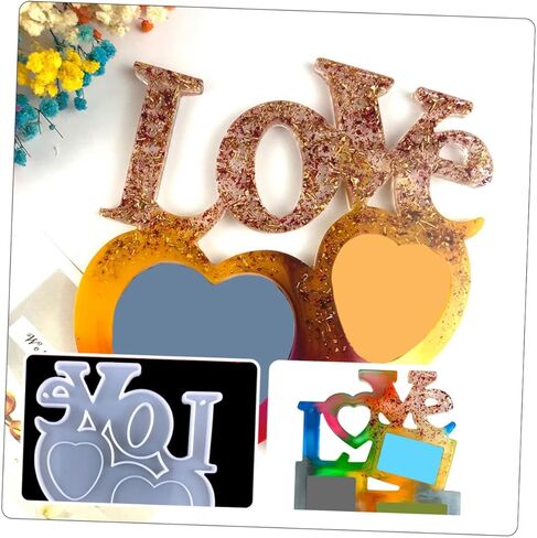 HOMSFOU 2pcs Heart-Shaped Epoxy Mold for Photo Frames Transparent Craft Molds for Mother's Day Decorations and Unique Creation in Saudi Arabia