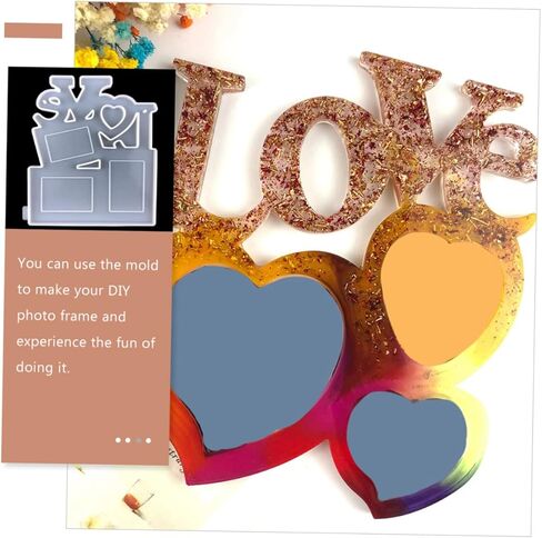 HOMSFOU 2pcs Heart-Shaped Epoxy Mold for Photo Frames Transparent Craft Molds for Mother's Day Decorations and Unique Creation in Saudi Arabia