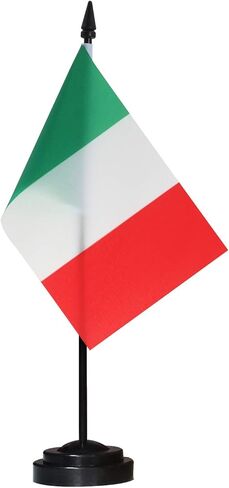 مجموعة علم مكتب إيطاليا الفاخر - علم مكتب إيطالي مصغر مقاس 6 × 4 بوصة مع عمود صلب مقاس 12 بوصة - لون زاهٍ ومقاوم للبهتان - قاعدة سوداء وقمة رمح in Saudi Arabia