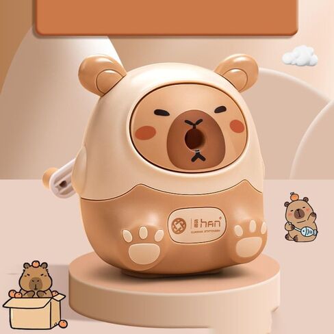 Capybara Anti Sticking Lead Hand-cranked Pencil Sharpener Mechanical Tool Pencil Automatically Enters Pencil Sharpening Tool (01-Brown) in Saudi Arabia