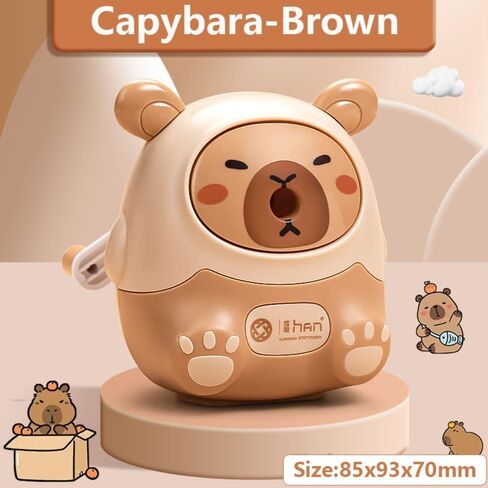 Capybara Anti Sticking Lead Hand-cranked Pencil Sharpener Mechanical Tool Pencil Automatically Enters Pencil Sharpening Tool (01-Brown) in Saudi Arabia