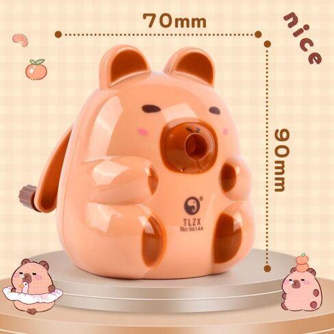 Capybara Anti Sticking Lead Hand-cranked Pencil Sharpener Mechanical Tool Pencil Automatically Enters Pencil Sharpening Tool (01-Brown) in Saudi Arabia