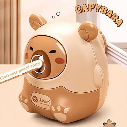 Capybara Anti Sticking Lead Hand-cranked Pencil Sharpener Mechanical Tool Pencil Automatically Enters Pencil Sharpening Tool (01-Brown) in Saudi Arabia