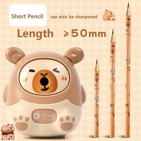 Capybara Anti Sticking Lead Hand-cranked Pencil Sharpener Mechanical Tool Pencil Automatically Enters Pencil Sharpening Tool (01-Brown) in Saudi Arabia