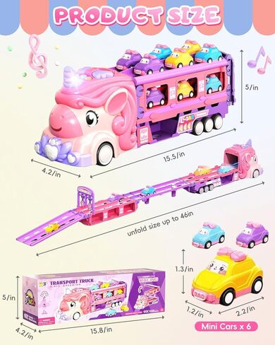 Car Toys for 1 2 3 4 5 6 7 Year Old Toddler Girls | Foldable 2-Lane Race Track | Lights & Sounds | Friction Powered | Mini Princess Cars for Kids & Toddler Girl Toys in Saudi Arabia