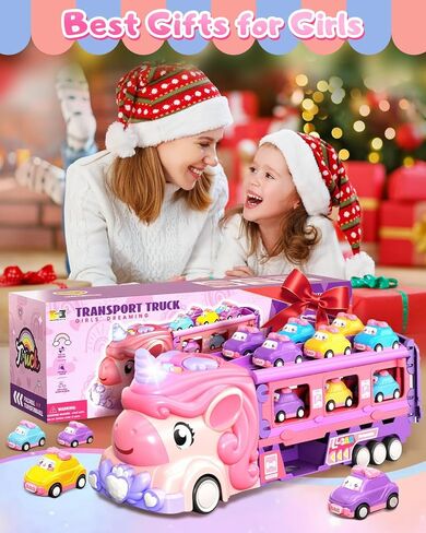Car Toys for 1 2 3 4 5 6 7 Year Old Toddler Girls | Foldable 2-Lane Race Track | Lights & Sounds | Friction Powered | Mini Princess Cars for Kids & Toddler Girl Toys in Saudi Arabia
