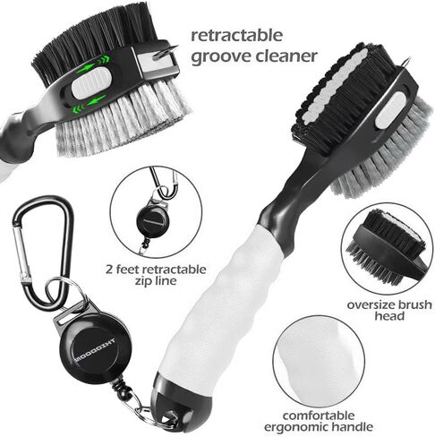 THIODOON 2 Pack Golf Club Cleaner Brush with Retractable Spike 2FT Extension Cord and Carabiner Lightweight Golf Club Groove Cleaning Brush Tool for Irons and Woods Comfortable Handle Grip in Saudi Arabia