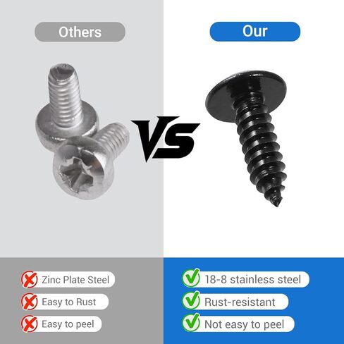 8 Pcs Black License Plate Screws - 18-8 Stainless Steel License Plate Screws - Phillips Pan Head 1/4 Inch Diameter 3/4 Inch Length in Kuwait