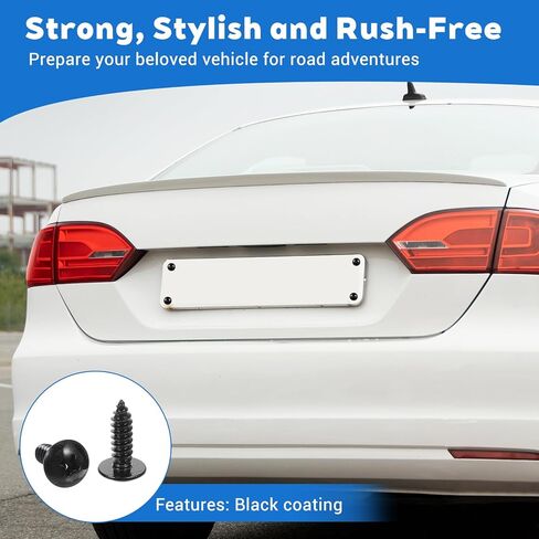 8 Pcs Black License Plate Screws - 18-8 Stainless Steel License Plate Screws - Phillips Pan Head 1/4 Inch Diameter 3/4 Inch Length in Kuwait