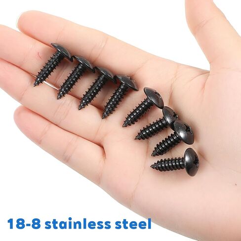 8 Pcs Black License Plate Screws - 18-8 Stainless Steel License Plate Screws - Phillips Pan Head 1/4 Inch Diameter 3/4 Inch Length in Kuwait