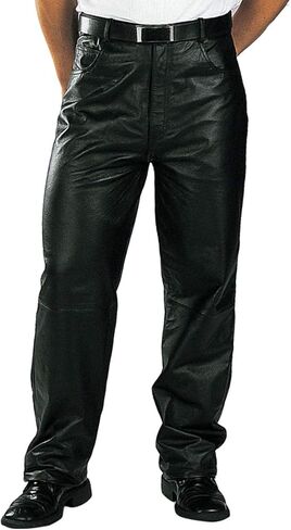 Milwaukee Leather LKM5718 Men's Classic Black Loose Fitted Motorcycle Casual Leather Biker Pants in Saudi Arabia