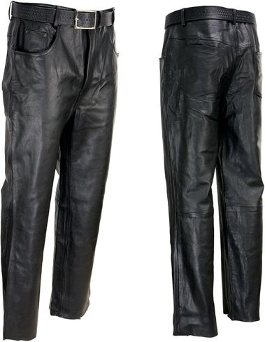 Milwaukee Leather LKM5718 Men's Classic Black Loose Fitted Motorcycle Casual Leather Biker Pants in Saudi Arabia