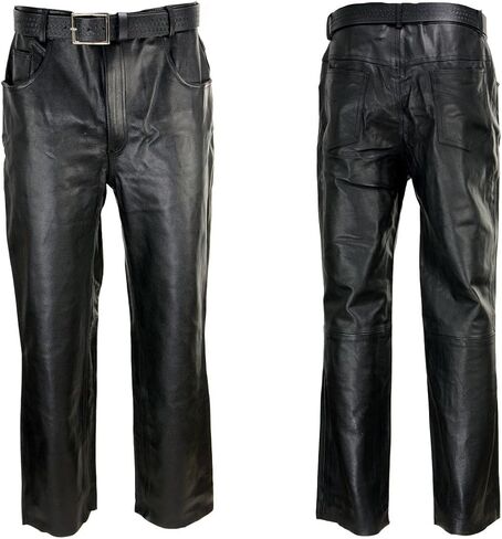 Milwaukee Leather LKM5718 Men's Classic Black Loose Fitted Motorcycle Casual Leather Biker Pants in Saudi Arabia