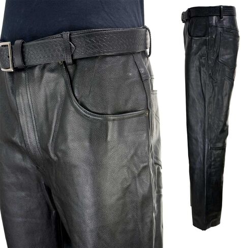 Milwaukee Leather LKM5718 Men's Classic Black Loose Fitted Motorcycle Casual Leather Biker Pants in Saudi Arabia