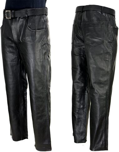 Milwaukee Leather LKM5718 Men's Classic Black Loose Fitted Motorcycle Casual Leather Biker Pants in Saudi Arabia
