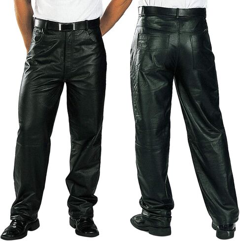 Milwaukee Leather LKM5718 Men's Classic Black Loose Fitted Motorcycle Casual Leather Biker Pants in Saudi Arabia