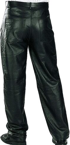 Milwaukee Leather LKM5718 Men's Classic Black Loose Fitted Motorcycle Casual Leather Biker Pants in Saudi Arabia