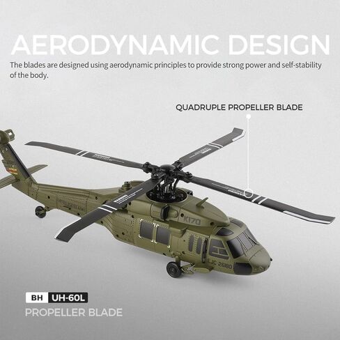 WL K170 RC Helicopter for Adults, UH-60L 170 Size 2.4G 4CH Flybarless Remote Controlled Aircraft Plane with Display Stand and Helipad, One-Key Takeoff/Landing, Outdoor Hobby RC Model in Saudi Arabia
