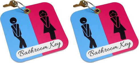 Funny Bathroom Pass | Unisex Office Restroom Key Tag holder with Keychain Ring for School, Office, and More in Saudi Arabia