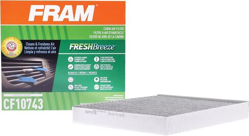 FRAM Fresh Breeze Cabin Air Filter Replacement for Car Passenger Compartment w/Arm and Hammer Baking Soda, Easy Install, CF10743 for Select Chrysler and Nissan Vehicles , white in Saudi Arabia