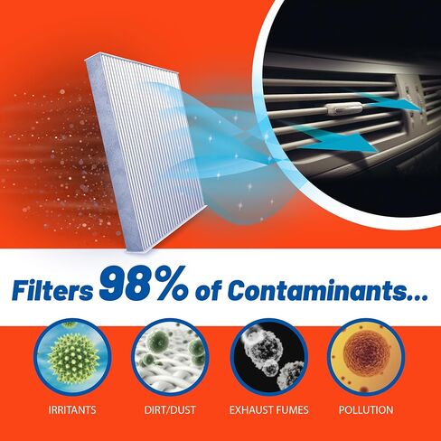 FRAM Fresh Breeze Cabin Air Filter Replacement for Car Passenger Compartment w/Arm and Hammer Baking Soda, Easy Install, CF10743 for Select Chrysler and Nissan Vehicles , white in Saudi Arabia