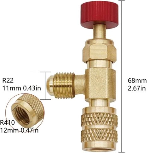 1 قطعة R410A R22 أداة التبريد تكييف الهواء صمام الأمان محول تركيب شحن النحاس مع 1/4 (R410 12 مللي متر R22 11 مللي متر) in Saudi Arabia