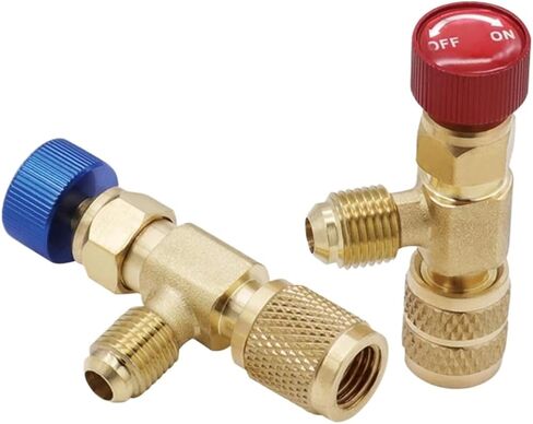 1 قطعة R410A R22 أداة التبريد تكييف الهواء صمام الأمان محول تركيب شحن النحاس مع 1/4 (R410 12 مللي متر R22 11 مللي متر) in Saudi Arabia
