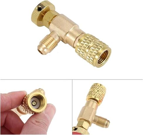 1 قطعة R410A R22 أداة التبريد تكييف الهواء صمام الأمان محول تركيب شحن النحاس مع 1/4 (R410 12 مللي متر R22 11 مللي متر) in Saudi Arabia