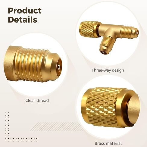 2 قطعة محول تي شيرت أساسي بصمامات 1/4 بوصة، محول تيار متردد نحاسي R12 R134a، وصلة توصيل سريعة، محول تبريد نحاسي، محول T 2.28 بوصة in Kuwait